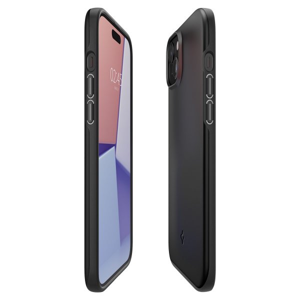 Spigen iPhone 15 Thin Fit -kuori, musta