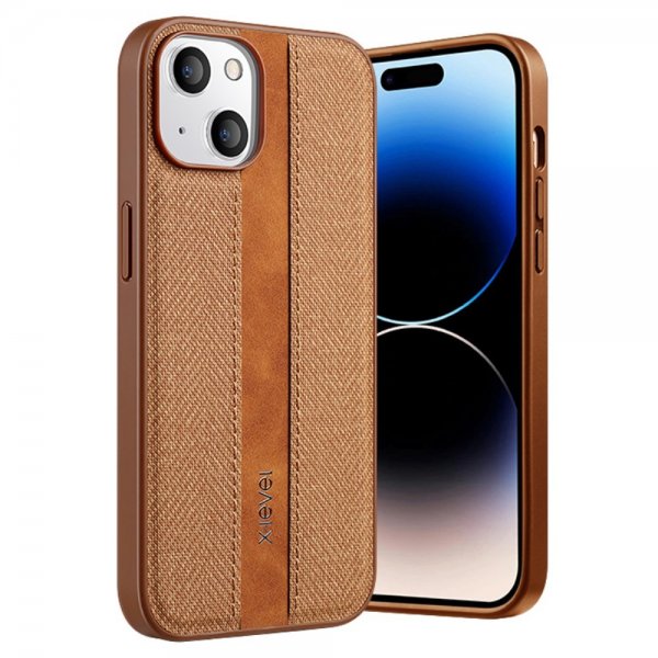 X-Level iPhone 15 Kuoret Kangaskuvio Ruskea