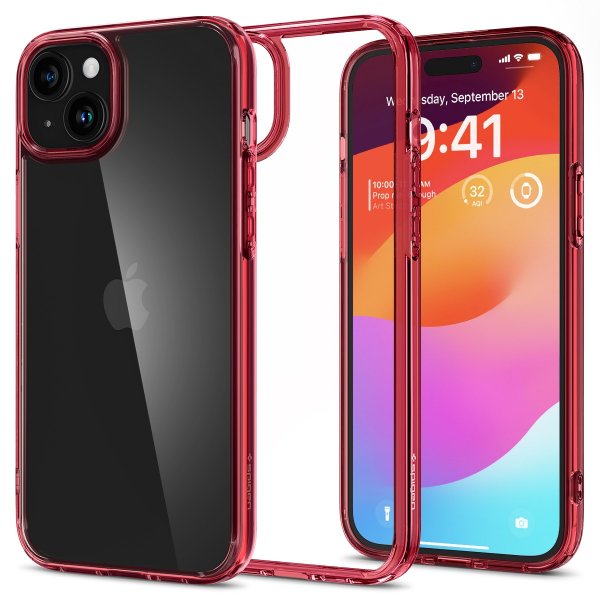 Spigen iPhone 15 -kuori, Ultra Hybrid, Red Crystal