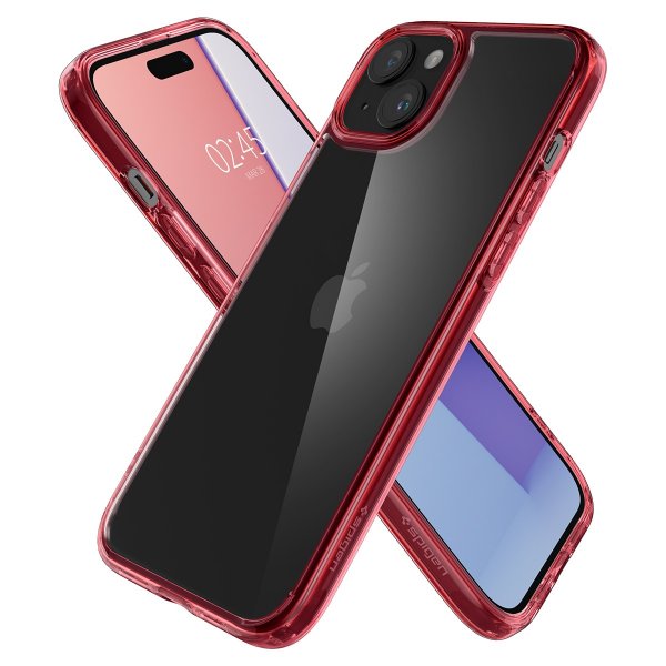 Spigen iPhone 15 -kuori, Ultra Hybrid, Red Crystal