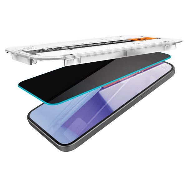 Spigen iPhone 15/iPhone 16 -näytönsuoja GLAS.tR EZ Fit Privacy 2-pakkaus