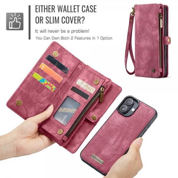 CaseMe iPhone 16 -suojakotelo, 008 Series, irrotettava kuori, punainen