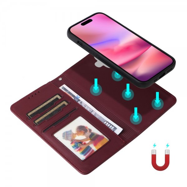 Betopnice iPhone 16 -suojakuori irrotettavalla kannella 005 Punainen