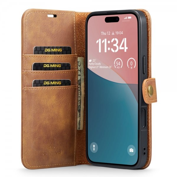 Dg.Ming iPhone 16 -kotelo irrotettavalla kuorella, ruskea