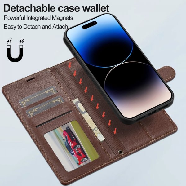 Lc.Imeeke iPhone 16 -kotelo irrotettavalla kuorella L2 Series MagSafe Ruskea