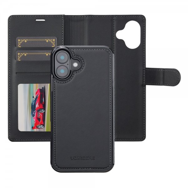 Lc.Imeeke iPhone 16 -kotelo irrotettavalla kuorella L2 Series MagSafe musta