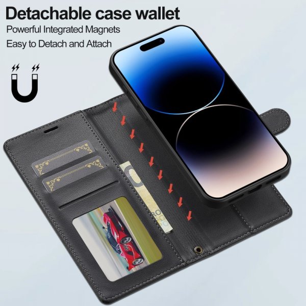 Lc.Imeeke iPhone 16 -kotelo irrotettavalla kuorella L2 Series MagSafe musta
