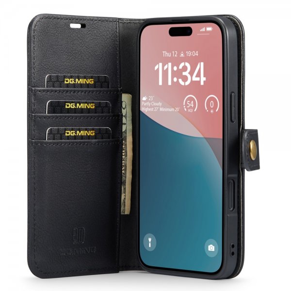 Dg.Ming iPhone 16 -suojakotelo irrotettavalla kuorella, musta