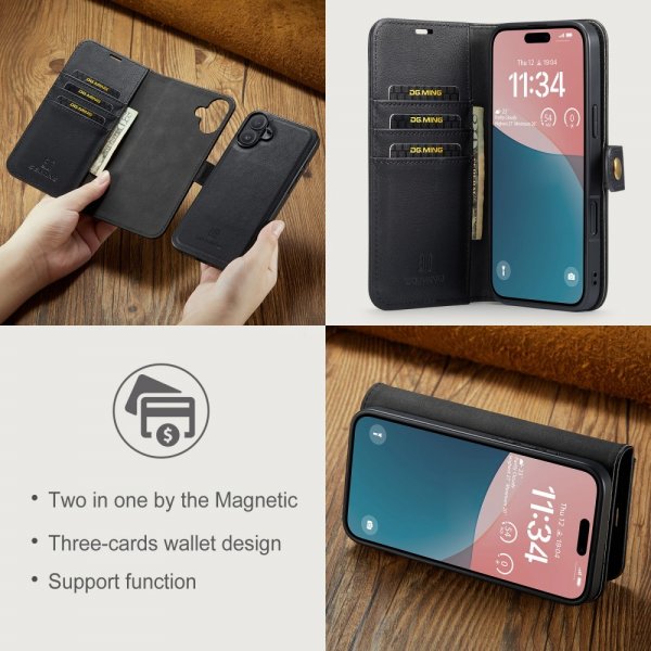 Dg.Ming iPhone 16 -suojakotelo irrotettavalla kuorella, musta
