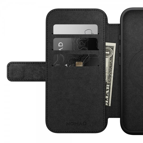 Nomad iPhone 16 Modern Leather Folio -kotelo, ruskea