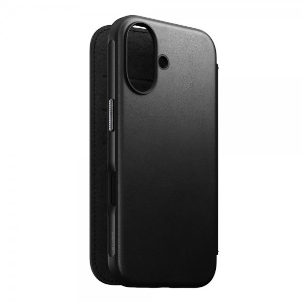 Nomad iPhone 16 Modern Leather Folio -suojakotelo, musta