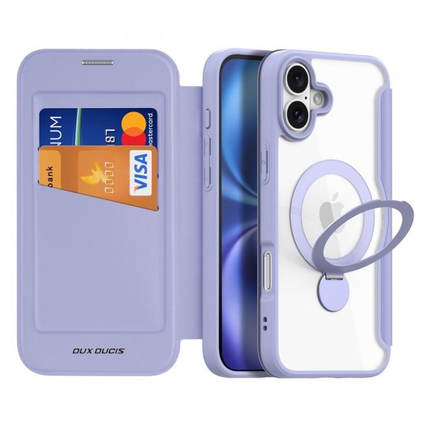 Dux Ducis iPhone 16 -suojakotelo Skin X Pro Series Kickstand MagSafe Violetti