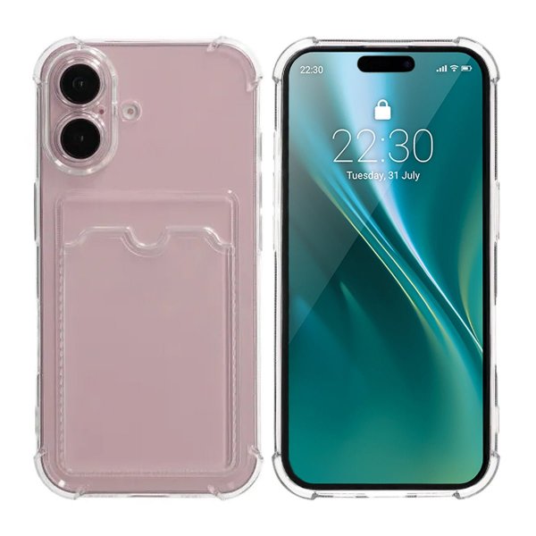 iPhone 16 Kuoret Korttiteline Iskunkestävä Läpinäkyvä