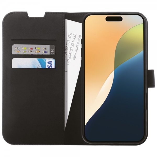 Vivanco iPhone 16 Plus -kotelo, Classic Wallet, musta