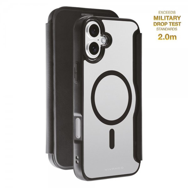 Vivanco iPhone 16 Plus Mag Wallet -suojakotelo, musta
