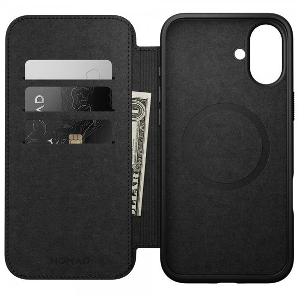 Nomad iPhone 16 Plus Modern Leather Folio -suojakotelo, ruskea