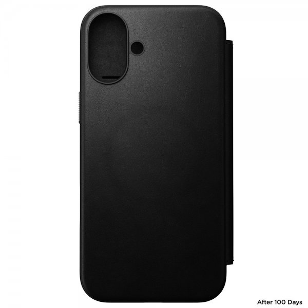 Nomad iPhone 16 Plus -suojakotelo, Modern Leather Folio, musta