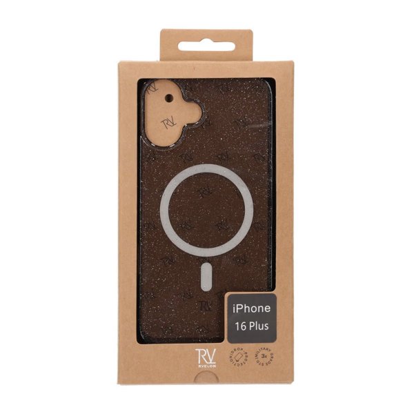 Rvelon iPhone 16 Plus Kuori Glitter MagSafe Musta