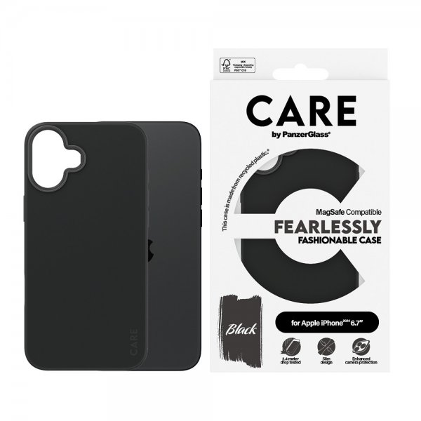 CARE by PanzerGlass iPhone 16 Plus -suojakuori Fashionable MagSafe, musta