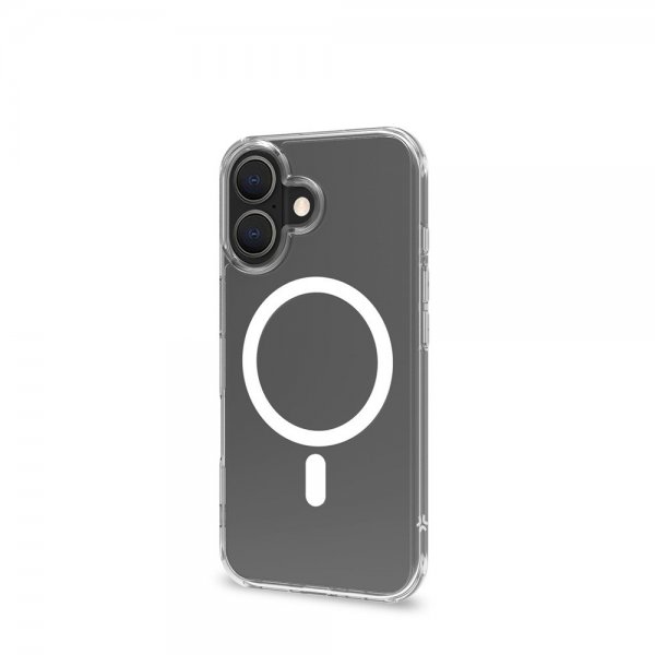 Celly iPhone 16 Plus -suojakuori GELSKINMAG läpinäkyvä valkoinen