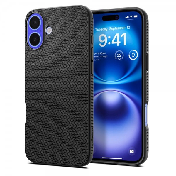 Spigen iPhone 16 Plus Kuori Liquid Air Mattamusta