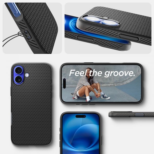Spigen iPhone 16 Plus Kuori Liquid Air Mattamusta