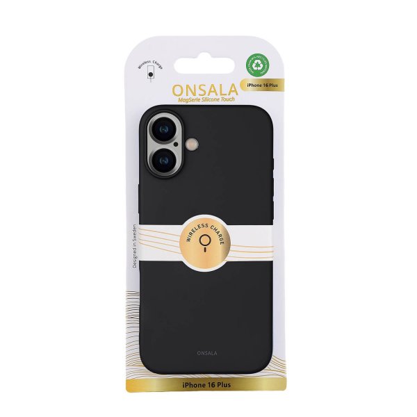 Onsala iPhone 16 Plus Silikonisuojakuori Musta