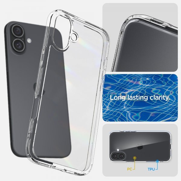 Spigen iPhone 16 Plus -suojakuori, Ultra Hybrid, Crystal Clear