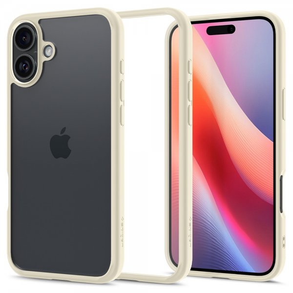 Spigen iPhone 16 Plus -suojakuori Ultra Hybrid Mute Beige