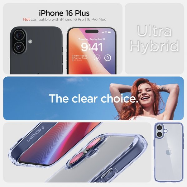 Spigen iPhone 16 Plus Kuori Ultra Hybrid Sky Crystal