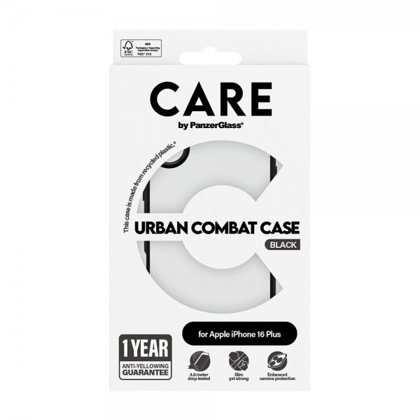 CARE by PanzerGlass iPhone 16 Plus Kuori Urban Combat Musta