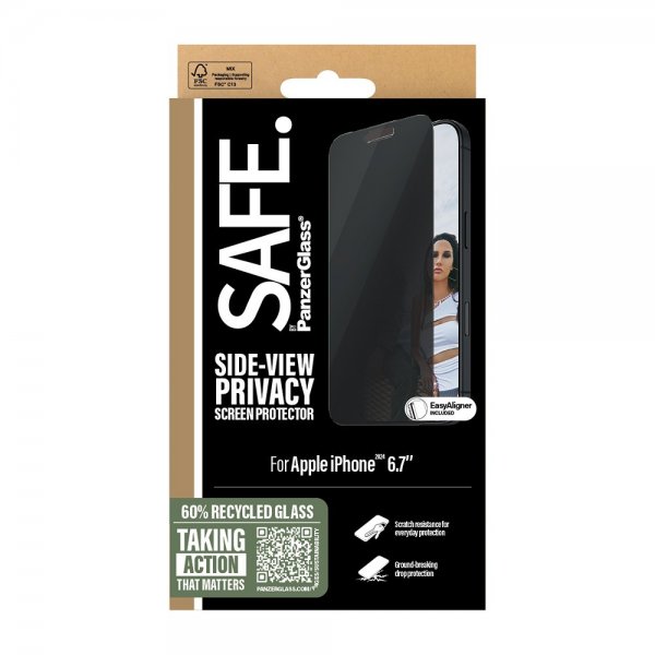 SAFE by PanzerGlass iPhone 16 Plus - näytönsuoja - Privacy EasyAligner