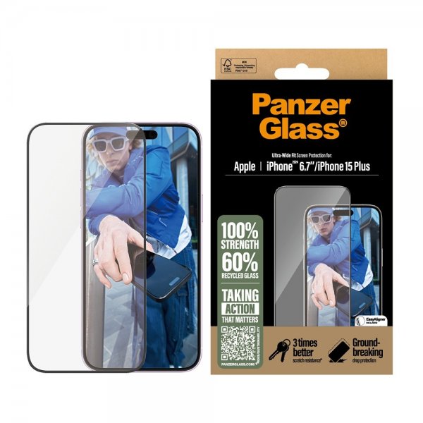 PanzerGlass iPhone 15 Plus/iPhone 16 Plus Näytönsuoja Ultra-Wide Fit EasyAligner
