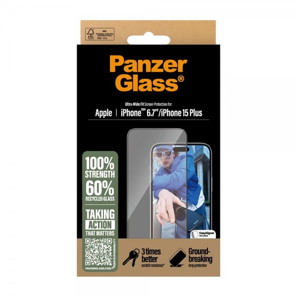 PanzerGlass iPhone 15 Plus/iPhone 16 Plus Näytönsuoja Ultra-Wide Fit EasyAligner