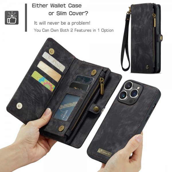 CaseMe iPhone 16 Pro Kotelo 008 Series Irrotettava kuori Musta