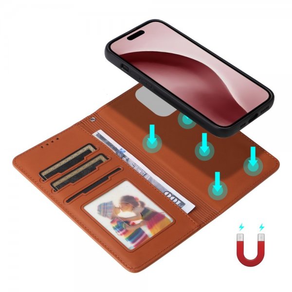 Betopnice iPhone 16 Pro -kuori irrotettavalla kuorella 005 Ruskea