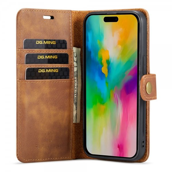 Dg.Ming iPhone 16 Pro Kotelo irrotettavalla kuorella Ruskea