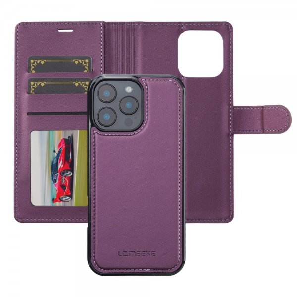 Lc.Imeeke iPhone 16 Pro -kotelo irrotettavalla kuorella, L2-sarja MagSafe, violetti