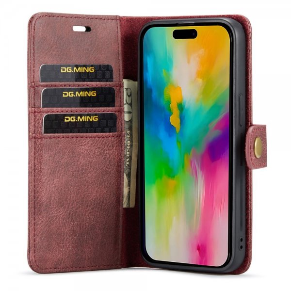 Dg.Ming iPhone 16 Pro -kotelo irrotettavalla kuorella, punainen