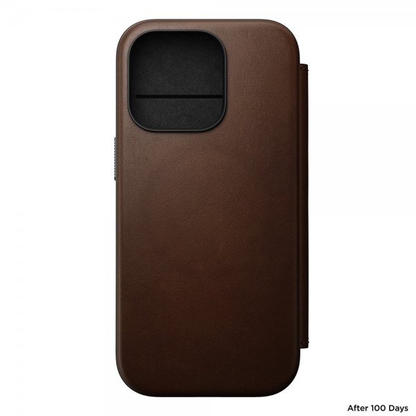 Nomad iPhone 16 Pro -suojakuori Modern Leather Folio, ruskea