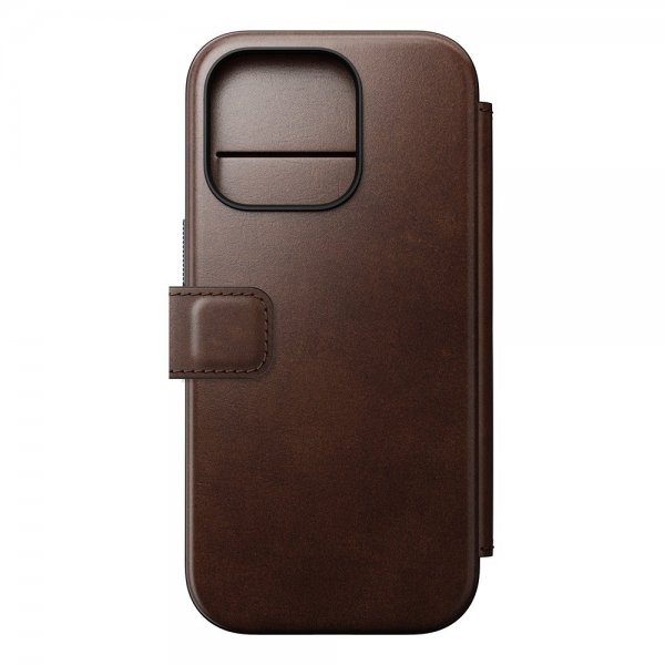 Nomad iPhone 16 Pro -suojakuori Modern Leather Folio Horween Rustic Brown