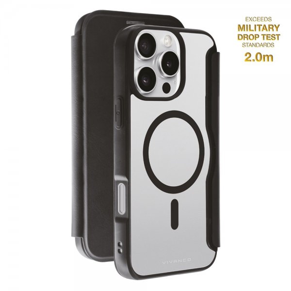 Vivanco iPhone 16 Pro Max -kotelo Mag Wallet Musta