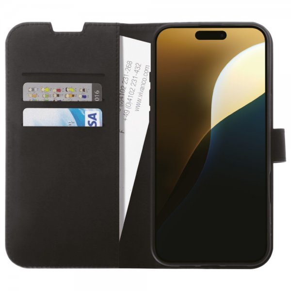 Vivanco iPhone 16 Pro Max -kotelo, Classic Wallet, musta