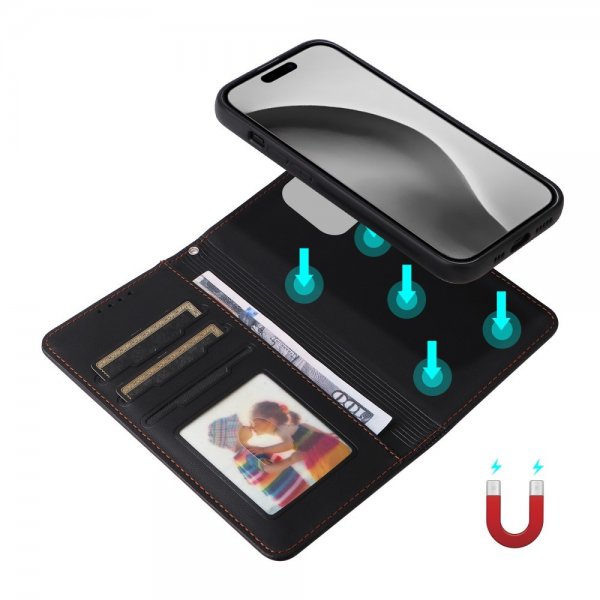 Betopnice iPhone 16 Pro Max -kotelo irrotettavalla kuorella 005 Musta