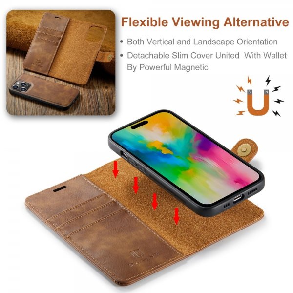 Dg.Ming iPhone 16 Pro Max -kotelo irrotettavalla kuorella, ruskea