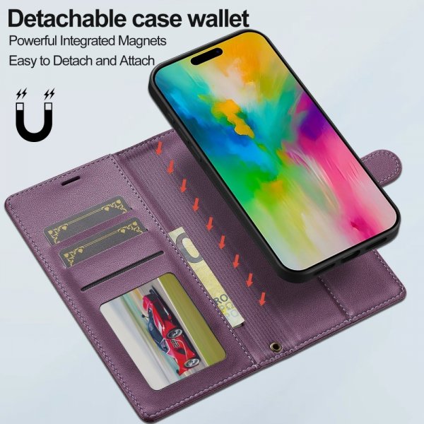 Lc.Imeeke iPhone 16 Pro Max -kotelo irrotettavalla kuorella, L2 Series, MagSafe, violetti