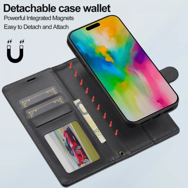 Lc.Imeeke iPhone 16 Pro Max -kotelo irrotettavalla kuorella L2 Series MagSafe Musta