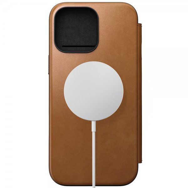 Nomad iPhone 16 Pro Max Modern Leather Folio -suojakotelo, English Tan