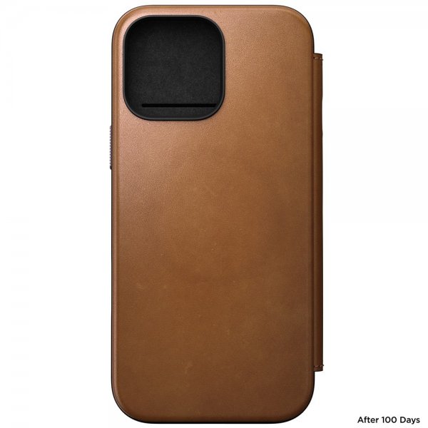 Nomad iPhone 16 Pro Max Modern Leather Folio -suojakotelo, English Tan