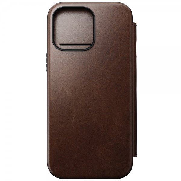 Nomad iPhone 16 Pro Max -kotelo, Modern Leather Folio, Horween Rustic Brown